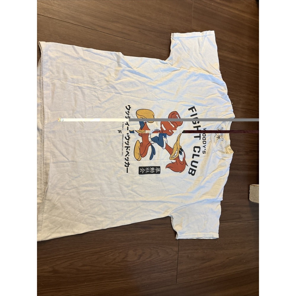 Riot Society Short Sleeve Tee with Vintage Woody's Fight Club Graphic Large